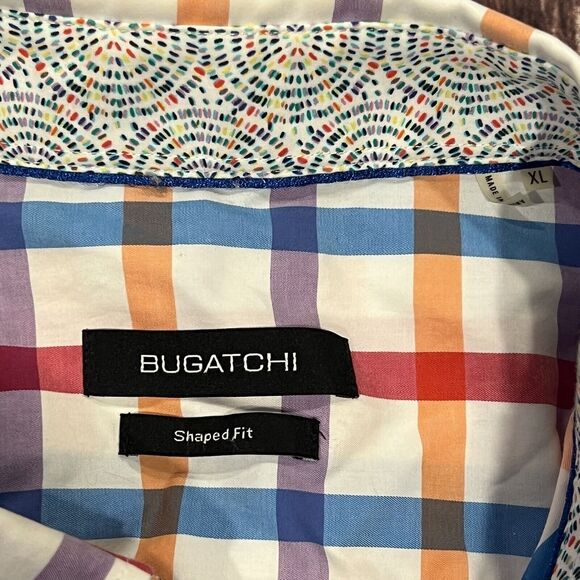 Bugatchi Men Colorful Button Long Sleeve Casual Shaped Fit Flip Cuff Shirt Sz XL - Picture 7 of 9